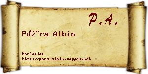 Póra Albin névjegykártya